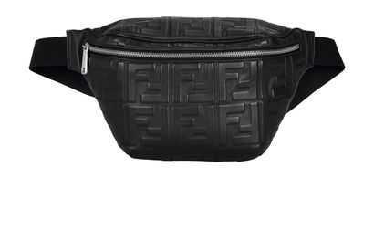 Fendi FF Embossed Belt Bag, &pound;450, Handbags, Black, Leather, Front view